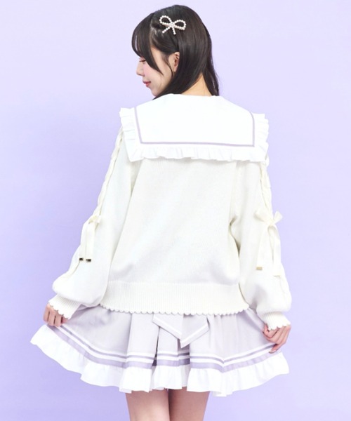 Secret Honey（シークレットハニー）の「肩レースアップミドルゲージニットカーディガン（ニット/セーター・レディース・オフホワイト/ブラック・FREE）」の8枚目の写真