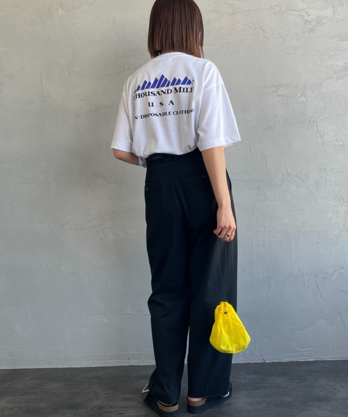 THOUSAND MILE（サウザンドマイル）の「[THOUSAND MILE/サウザンドマイル] ブランドロゴ バックプリント ショートスリーブTシャツ（Tシャツ/カットソー・レディース・ホワイト/グリーン/ブラック・M/L）」の4枚目の写真