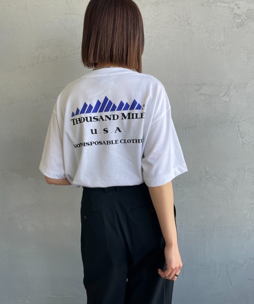 THOUSAND MILE（サウザンドマイル）の「[THOUSAND MILE/サウザンドマイル] ブランドロゴ バックプリント ショートスリーブTシャツ（Tシャツ/カットソー・レディース・ホワイト/グリーン/ブラック・M/L）」の8枚目の写真