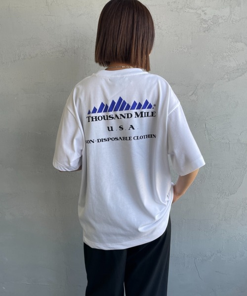 THOUSAND MILE（サウザンドマイル）の「[THOUSAND MILE/サウザンドマイル] ブランドロゴ バックプリント ショートスリーブTシャツ（Tシャツ/カットソー・レディース・ホワイト/グリーン/ブラック・M/L）」の13枚目の写真