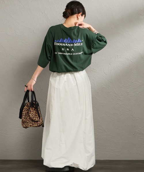 THOUSAND MILE（サウザンドマイル）の「[THOUSAND MILE/サウザンドマイル] ブランドロゴ バックプリント ショートスリーブTシャツ（Tシャツ/カットソー・レディース・ホワイト/グリーン/ブラック・M/L）」の6枚目の写真