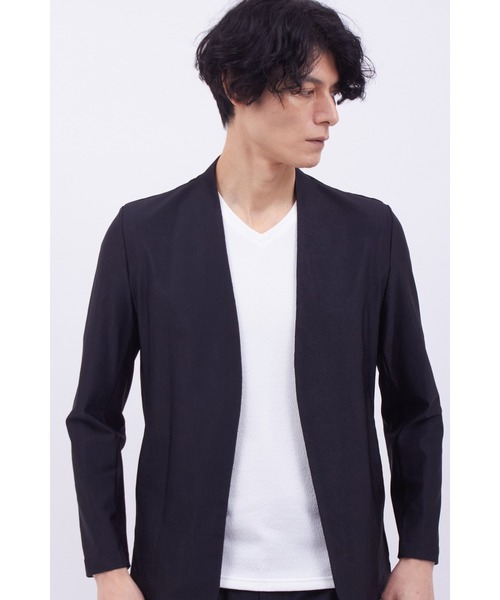 TORUNE(トルネ)の「TORUNE∴4WAY Wall Gridジャガードノーカラージャケット(ノーカラージャケット・メンズ・ライトグレー/ブラック/ダークグリーン・M/L/LL)」の2枚目の写真