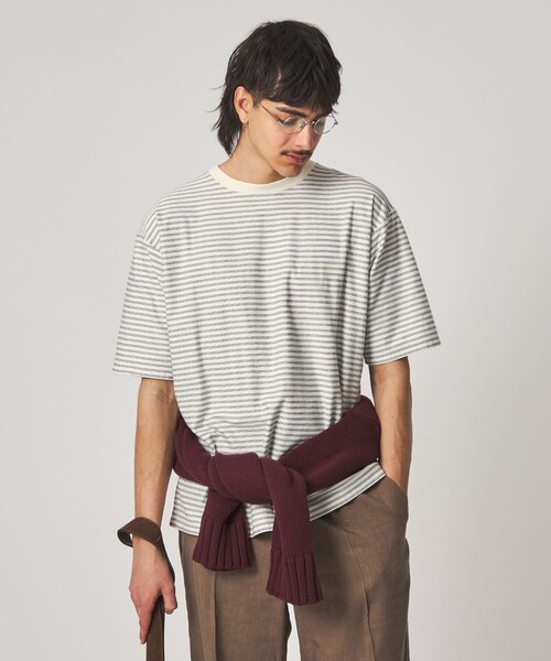 Steven Alan(スティーブンアラン)の「<Steven Alan> オーガニックコットン ボーダー ショートスリーブ Tシャツ(Tシャツ/カットソー・メンズ・ネイビー/ダークブラウン/オリーブ/ブラック/オフホワイト・XL/L/S/M)」の22枚目の写真