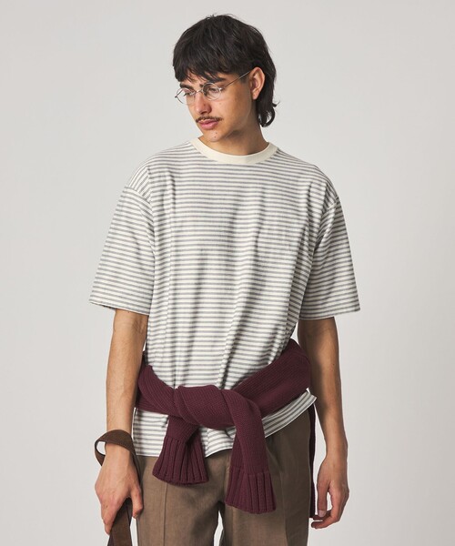 Steven Alan（スティーブンアラン）の「＜Steven Alan＞ オーガニックコットン ボーダー ショートスリーブ Tシャツ（Tシャツ/カットソー・メンズ・ネイビー/ダークブラウン/オリーブ/ブラック/オフホワイト・XL/L/S/M）」の10枚目の写真
