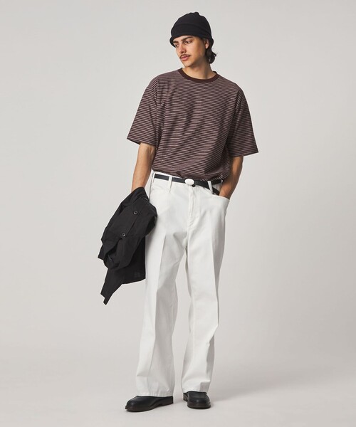Steven Alan（スティーブンアラン）の「＜Steven Alan＞ オーガニックコットン ボーダー ショートスリーブ Tシャツ（Tシャツ/カットソー・メンズ・ネイビー/ダークブラウン/オリーブ/ブラック/オフホワイト・XL/L/S/M）」の11枚目の写真