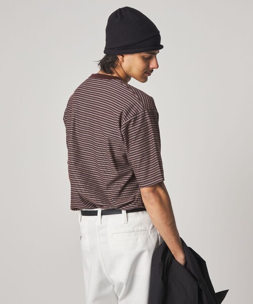 Steven Alan（スティーブンアラン）の「＜Steven Alan＞ オーガニックコットン ボーダー ショートスリーブ Tシャツ（Tシャツ/カットソー・メンズ・ネイビー/ダークブラウン/オリーブ/ブラック/オフホワイト・XL/L/S/M）」の15枚目の写真