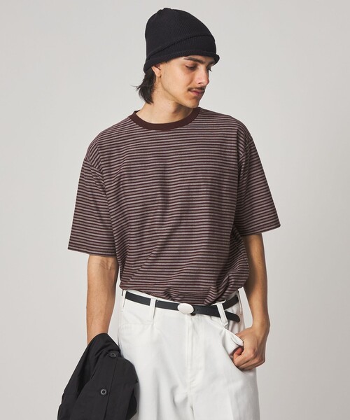 Steven Alan（スティーブンアラン）の「＜Steven Alan＞ オーガニックコットン ボーダー ショートスリーブ Tシャツ（Tシャツ/カットソー・メンズ・ネイビー/ダークブラウン/オリーブ/ブラック/オフホワイト・XL/L/S/M）」の16枚目の写真