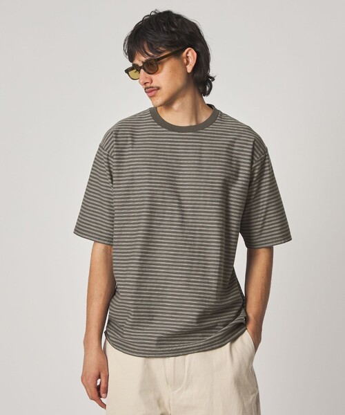 Steven Alan（スティーブンアラン）の「＜Steven Alan＞ オーガニックコットン ボーダー ショートスリーブ Tシャツ（Tシャツ/カットソー・メンズ・ネイビー/ダークブラウン/オリーブ/ブラック/オフホワイト・XL/L/S/M）」の18枚目の写真
