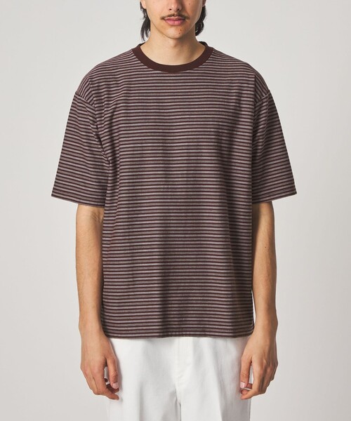 Steven Alan(スティーブンアラン)の「<Steven Alan> オーガニックコットン ボーダー ショートスリーブ Tシャツ(Tシャツ/カットソー・メンズ・ネイビー/ダークブラウン/オリーブ/ブラック/オフホワイト・XL/L/S/M)」の8枚目の写真