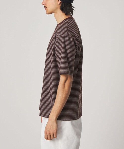 Steven Alan(スティーブンアラン)の「<Steven Alan> オーガニックコットン ボーダー ショートスリーブ Tシャツ(Tシャツ/カットソー・メンズ・ネイビー/ダークブラウン/オリーブ/ブラック/オフホワイト・XL/L/S/M)」の9枚目の写真