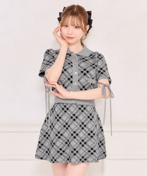 apres jour（アプレジュール）の「【セット着用可能】袖リボンチェックニットトップス（ニット/セーター）」