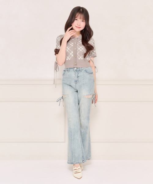 apres jour（アプレジュール）の「【セット着用可能】袖リボンチェックニットトップス（ニット/セーター・レディース・グレー/ピンクベージュ/ブラック・フリー/X-LARGE）」の14枚目の写真