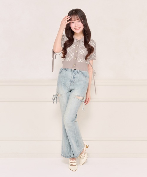 apres jour（アプレジュール）の「【セット着用可能】袖リボンチェックニットトップス（ニット/セーター・レディース・グレー/ピンクベージュ/ブラック・フリー/X-LARGE）」の15枚目の写真