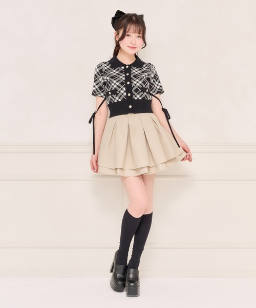apres jour（アプレジュール）の「【セット着用可能】袖リボンチェックニットトップス（ニット/セーター・レディース・グレー/ピンクベージュ/ブラック・フリー/X-LARGE）」の6枚目の写真