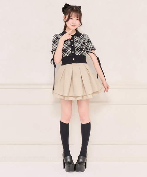 apres jour（アプレジュール）の「【セット着用可能】袖リボンチェックニットトップス（ニット/セーター・レディース・グレー/ピンクベージュ/ブラック・フリー/X-LARGE）」の7枚目の写真