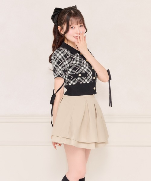 apres jour（アプレジュール）の「【セット着用可能】袖リボンチェックニットトップス（ニット/セーター・レディース・グレー/ピンクベージュ/ブラック・フリー/X-LARGE）」の5枚目の写真