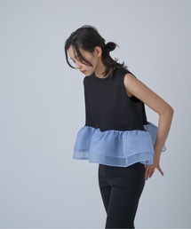 Sheer Peplum Sleeveless Top|シアーペプラムスリーブレストップス