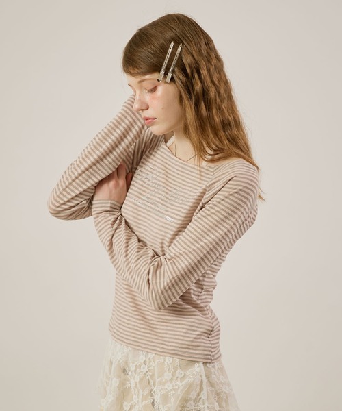 hazyl(ヘイジル)の「Logo print sheer long sleeve T-shirt/ロゴプリントシアーロンT(Tシャツ/カットソー・レディース・ピンク系その他/オフホワイト・フリー)」の16枚目の写真