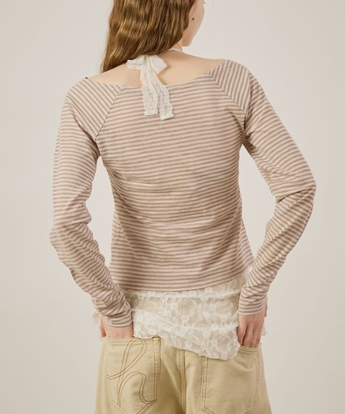 hazyl(ヘイジル)の「Logo print sheer long sleeve T-shirt/ロゴプリントシアーロンT(Tシャツ/カットソー・レディース・ピンク系その他/オフホワイト・フリー)」の17枚目の写真