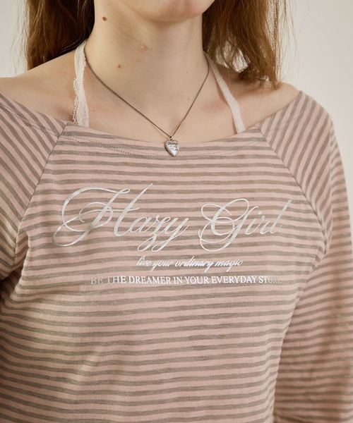 hazyl(ヘイジル)の「Logo print sheer long sleeve T-shirt/ロゴプリントシアーロンT(Tシャツ/カットソー・レディース・ピンク系その他/オフホワイト・フリー)」の18枚目の写真