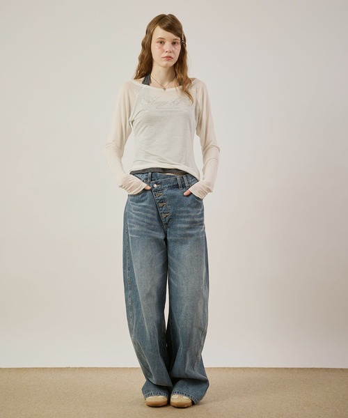 hazyl(ヘイジル)の「Logo print sheer long sleeve T-shirt/ロゴプリントシアーロンT(Tシャツ/カットソー・レディース・ピンク系その他/オフホワイト・フリー)」の19枚目の写真