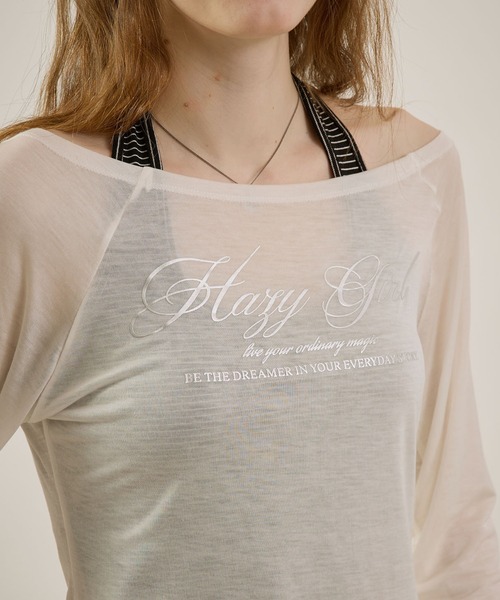 hazyl(ヘイジル)の「Logo print sheer long sleeve T-shirt/ロゴプリントシアーロンT(Tシャツ/カットソー・レディース・ピンク系その他/オフホワイト・フリー)」の12枚目の写真