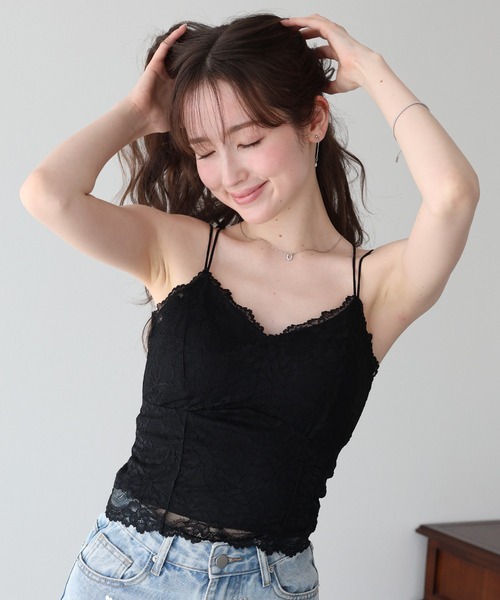 BLUEEAST(ブルーイースト)の「カップ付きレースキャミソール(キャミソール・レディース・ブラック/ホワイト・MEDIUM)」の18枚目の写真