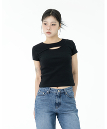 PHOS333（フォースサンサンサン）の「W Slim Fit Slit T-Shirt/Black（Tシャツ/カットソー）」