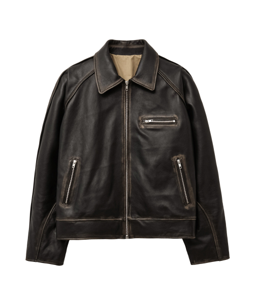 SPERONE（スペロネ）の「[リアルレザー] ヴィンテージウォッシュスタンドカラージャケット (ブラウン)（ライダースジャケット・メンズ・その他・1/2/3）」の6枚目の写真