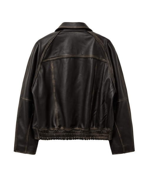 SPERONE（スペロネ）の「[リアルレザー] ヴィンテージウォッシュスタンドカラージャケット (ブラウン)（ライダースジャケット・メンズ・その他・1/2/3）」の7枚目の写真