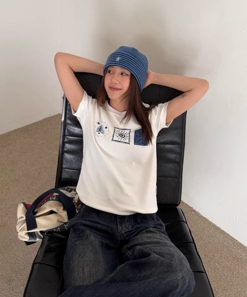 WEGO(ウィゴー)の「ライフモチーフコンパクトTシャツ(Tシャツ/カットソー・レディース・ブラック/ホワイト・LARGE/MEDIUM)」の8枚目の写真