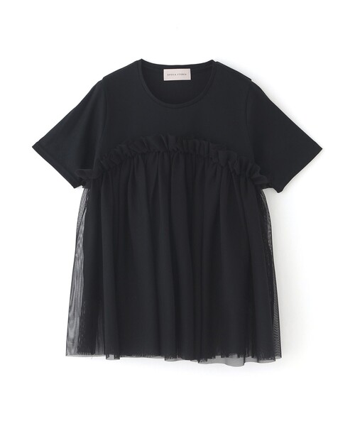 EPOCA(エポカ)の「【EPOCA STORIA】チュールコンビカットソー《WEB&EPOCA THE SHOP店舗限定》(Tシャツ/カットソー・レディース・ブラック/ホワイト・40)」の2枚目の写真