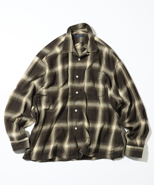 NAUTICA/ノーティカ ブリーチ オンブレ L/S オープンカラーチェック