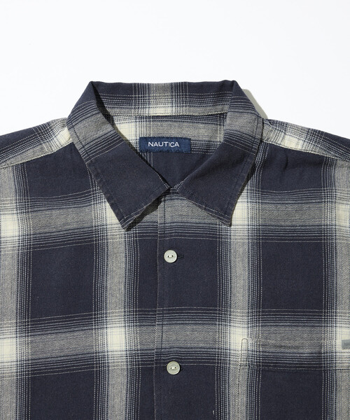 NAUTICA オンブレ ブリーチ シャツ 開襟 NAUTICA/ノーティカ ブリーチ オンブレ L/S オープンカラーチェック