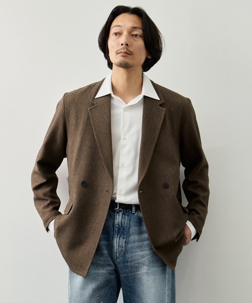 CITY TOKYO(シティトウキョウ)の「【CITY TOKYO】Mix herringbone ダブルジャケット(テーラードジャケット・メンズ・ブラウン/ダークグレー・1/2)」の8枚目の写真