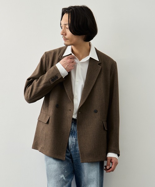 CITY TOKYO(シティトウキョウ)の「【CITY TOKYO】Mix herringbone ダブルジャケット(テーラードジャケット・メンズ・ブラウン/ダークグレー・1/2)」の9枚目の写真