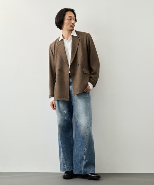 CITY TOKYO(シティトウキョウ)の「【CITY TOKYO】Mix herringbone ダブルジャケット(テーラードジャケット・メンズ・ブラウン/ダークグレー・1/2)」の12枚目の写真