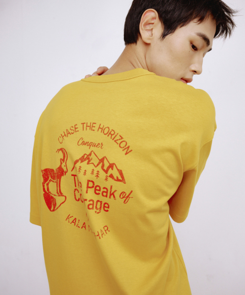 KALAPATTHAR（カラパタール）の「BACK DEER GRAPHIC SHORT-SLEEVED T-SHIRT - YELLOW（Tシャツ/カットソー・メンズ・その他・LARGE/X-LARGE/MEDIUM）」の3枚目の写真