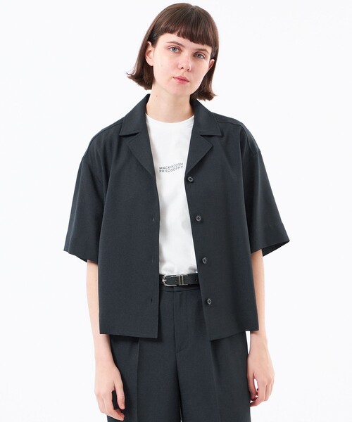MACKINTOSH PHILOSOPHY(マッキントッシュ フィロソフィー)の「【WEB&一部店舗限定】ドライタッチオックスシャツ(シャツ/ブラウス・レディース・ダークネイビー/ベージュ・36/38)」の1枚目の写真