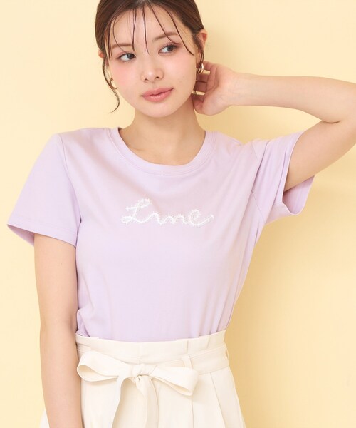 index(インデックス)の「【接触冷感/UVケア】リボンテープロゴTシャツ《洗濯機OK》(Tシャツ/カットソー・レディース・オフホワイト/ネイビー系5/ピンク/ダークグレー・40/38/36)」の4枚目の写真
