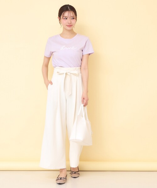 index(インデックス)の「【接触冷感/UVケア】リボンテープロゴTシャツ《洗濯機OK》(Tシャツ/カットソー・レディース・オフホワイト/ネイビー系5/ピンク/ダークグレー・40/38/36)」の14枚目の写真