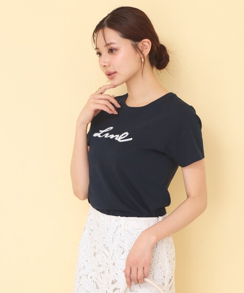 index(インデックス)の「【接触冷感/UVケア】リボンテープロゴTシャツ《洗濯機OK》(Tシャツ/カットソー・レディース・オフホワイト/ネイビー系5/ピンク/ダークグレー・40/38/36)」の17枚目の写真