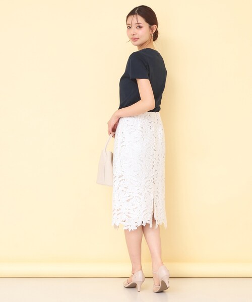 index(インデックス)の「【接触冷感/UVケア】リボンテープロゴTシャツ《洗濯機OK》(Tシャツ/カットソー・レディース・オフホワイト/ネイビー系5/ピンク/ダークグレー・40/38/36)」の19枚目の写真