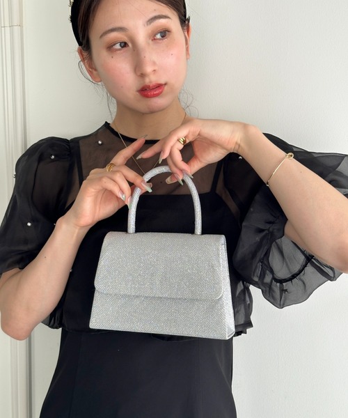 MYMOOD.(マイムード)の「2WAYスクエアハンドバッグ ショルダーバッグ パーティーバッグ結婚式 オケージョン パーティー お呼ばれ(クラッチバッグ・レディース・ゴールド/ブラック/シルバー・FREE)」の2枚目の写真
