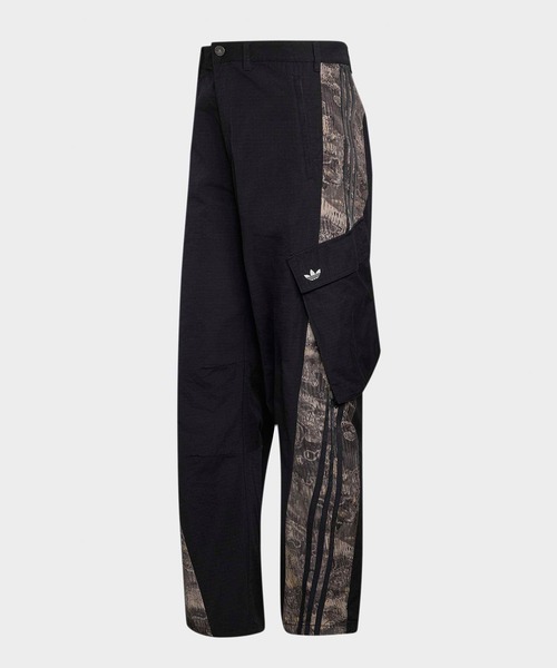 adidas(アディダス)の「adidas/アディダス ADILENIUM シーズン 5 カーゴパンツ サイドライン 異素材 切替 リメイク風 2026年 夏 夏服 秋服(カーゴパンツ・メンズ・ブラック・30inch/32inch/34inch)」の6枚目の写真