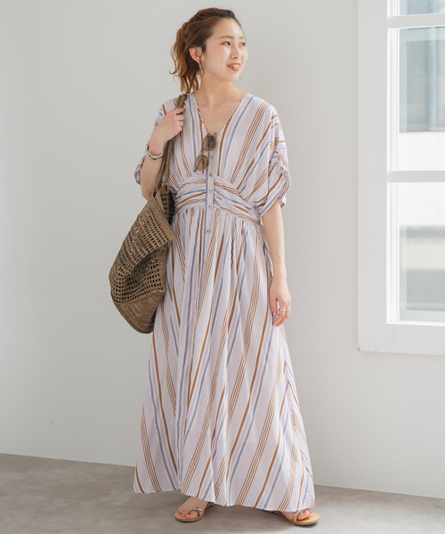 別注カラー有 / 追加》ne Quittez pas Cotton Voile Stripe Waist