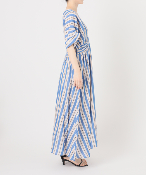 Spick & Span(スピックアンドスパン)の「《WEB限定追加》ne Quittez pas Cotton Voile Stripe Waist Gather Dress(ワンピース・レディース・ラベンダー/ブルー・MEDIUM)」の15枚目の写真