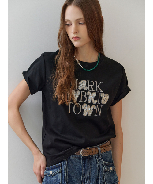 MAXZA(マージャコレクション)の「スパンコールレタリングラウンドネック半袖Tシャツ(Tシャツ/カットソー・レディース・ワイン/ブラック/ブラウン・FREE)」の6枚目の写真
