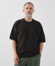 【ATON / エイトン】COTTON WASHI KNIT HALF SLEEVE CREWNECK SWEATER