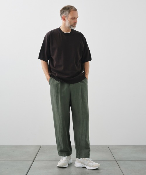 ATON / エイトン】COTTON WASHI KNIT HALF SLEEVE CREWNECK SWEATER
